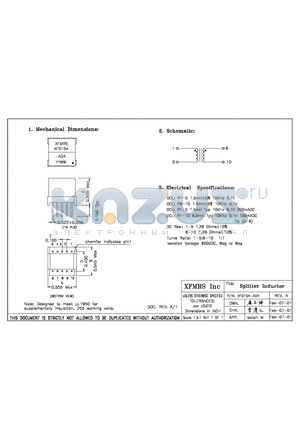 XF0154-AD4 datasheet - Splitter Inductor