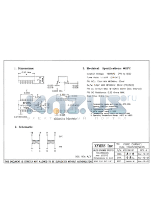 XF01561BF datasheet - FIBRE CHANNEL DUAL TRANSFORMERS