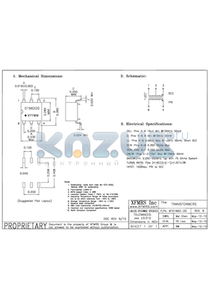 XF01962-20 datasheet - TRANSFORMERS