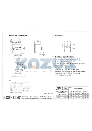 XF01962-20 datasheet - UNLESS OTHERWISE SPECIFIED TOLERANCES -0.010 DIMENSIONS IN INCH