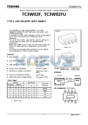 TC3W02F_01 datasheet - 2-TO-3 LINE DECODER WITH ENABLE