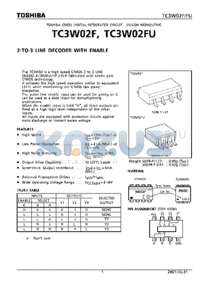 TC3W02FU datasheet - 2-TO-3 LINE DECODER WITH ENABLE
