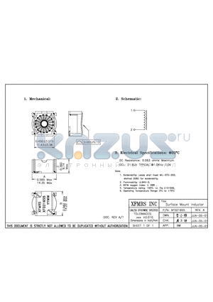 XF0216S5 datasheet - Surface Mount Inductor