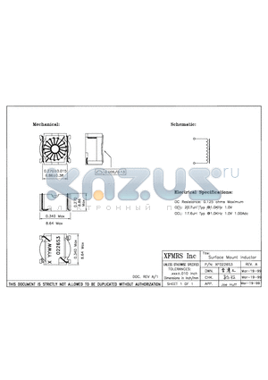 XF0226S3 datasheet - Surface Mount Inductor