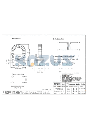 XF0254-CMC100 datasheet - Common Mode Choke