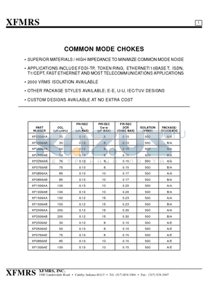 XF0306AA datasheet - COMMON MODE CHOKES