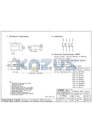 XF0306-01S datasheet - UNLESS OTHERWISE SPECIFIED TOLERANCES -0.010 DIMENSIONS IN INCH