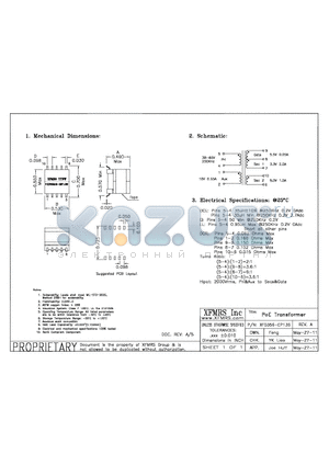 XF0356-EP13S datasheet - POE TRANSFORMER