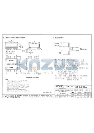 XF0376-EFD15S datasheet - UNLESS OTHERWISE SPECIFIED TOLERANCES -0.010 DIMENSIONS IN INCH