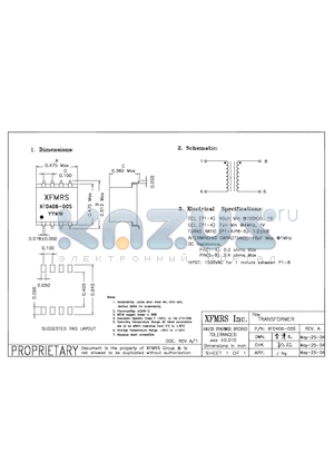 XF0406-00S datasheet - TRANSFORMER