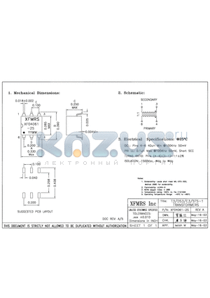 XF04061-2S datasheet - T3/DS3/E3/STS-1 TRANSFORMERS