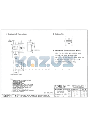 XF04061-2S datasheet - T3/DS3/E3STS-1 TRANSFORMERS