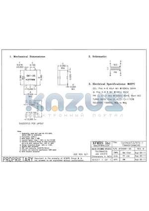 XF04061-2S datasheet - UNLESS OTHERWISE SPECIFIED TOLERANCES -0.010 DIMENSIONS IN INCH