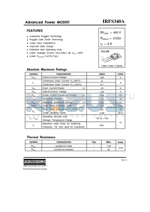 IRFS340A datasheet - Advanced Power Mosfet