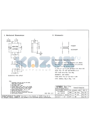 XF04061-2SB datasheet - UNLESS OTHERWISE SPECIFIED TOLERANCES -0.010 DIMENSIONS IN INCH