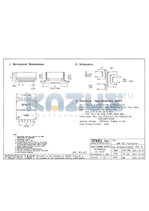 XF0426-EFD20S datasheet - 30W POE Transformer