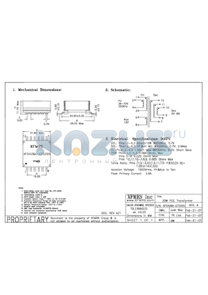 XF0426A-EFD20S datasheet - 30W POE Transformer