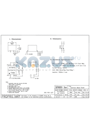 XF0474-00SM datasheet - Common Mode Choke