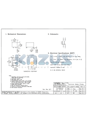 XF0474-00SM_11 datasheet - UNLESS OTHERWISE SPECIFIED TOLERANCES -0.010 DIMENSIONS IN INCH