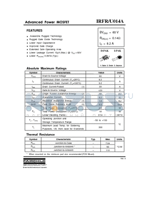 IRFU014A datasheet - ADVANCED POWER MOSFET