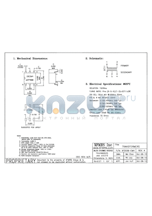 XF0506-CM4 datasheet - TRANSFORMERS