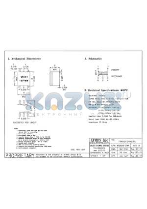 XF0506-CM4 datasheet - UNLESS OTHERWISE SPECIFIED TOLERANCES -0.010 DIMENSIONS IN INCH