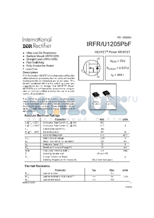 IRFU1205PBF datasheet - HEXFET Power MOSFET