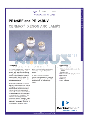 PE125BUV datasheet - CERMAX  XENON ARC LAMPS