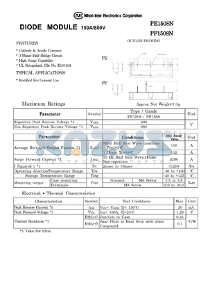 PE1508N datasheet - DIODE MODULE 150A/800V