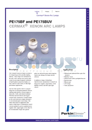 PE175BUV datasheet - CERMAX XENON ARC LAMPS