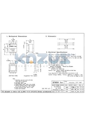 XF0707-1ADS datasheet - Inductor, EP7 SMT