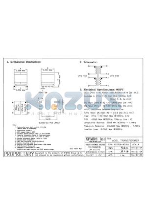 XF0709-AD30S datasheet - ADSL TRANSFORMER