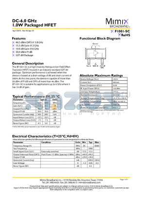 XF1001-SC datasheet - 1.0W Packaged HFET