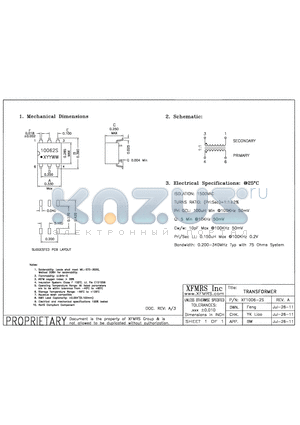 XF1006-2S datasheet - TRANSFORMER