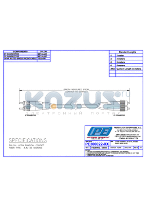 PE300022-1 datasheet - CABLE ASSEMBLY, ST TO FC DUPLEX SINGLE MODE