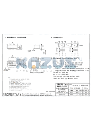 XF10062B datasheet - 10 BASE T Magnetics