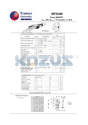 IRFZ44N datasheet - Power MOSFET