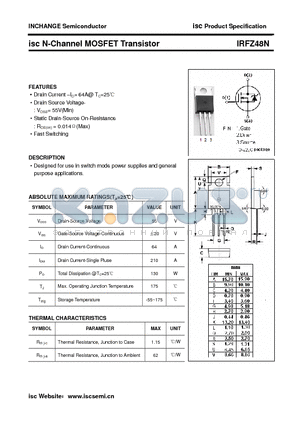 IRFZ48N datasheet - isc N-Channel MOSFET Transistor