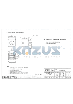XF101013-1010 datasheet - Tunable Coil