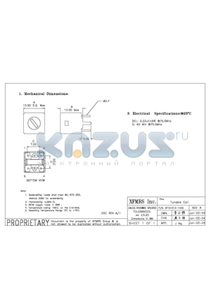 XF101013-1046 datasheet - Tunable Coil