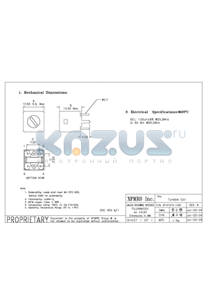 XF101013-1050 datasheet - Tunable Coil