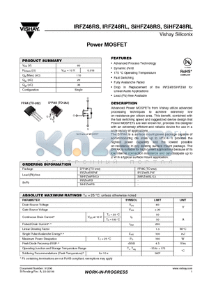 IRFZ48RSPBF datasheet - Power MOSFET