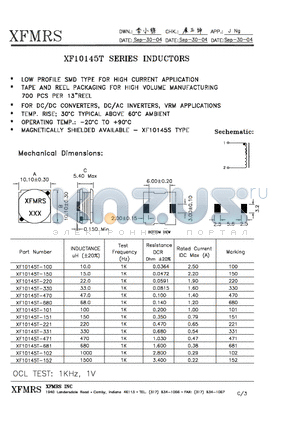 XF10145T-152 datasheet - INDUCTORS