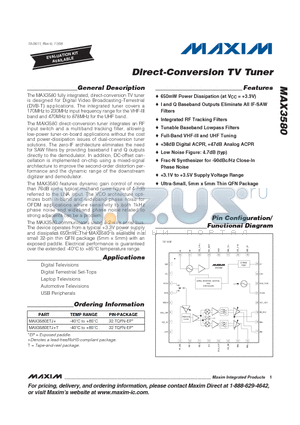 MAX3580_08 datasheet - Direct-Conversion TV Tuner