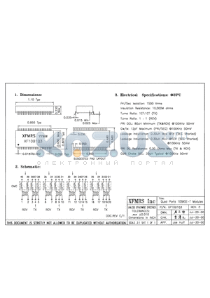 XF10B1Q3 datasheet - Quad Parts 10BASE-T Modules
