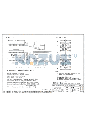 XF10B1Q7A datasheet - Quad Part 10BASE-T Module