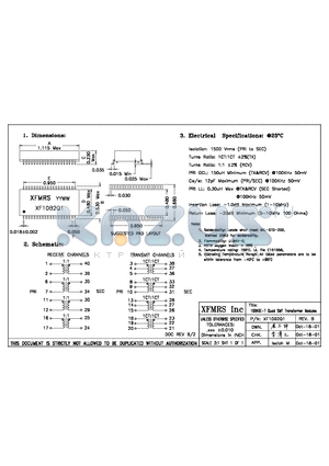 XF10B2Q1 datasheet - 10BASE-T Quad SMT Transformer Modules