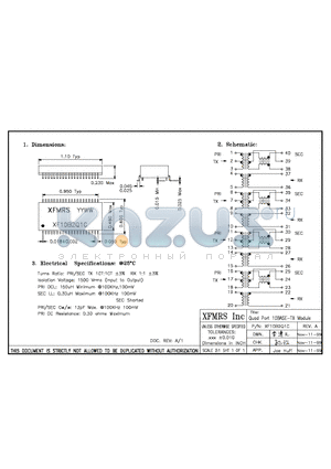 XF10B2Q1C datasheet - Quad Part 10BASE-TX Module