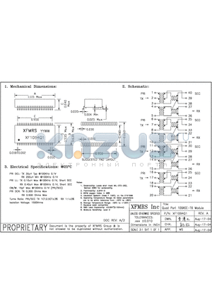 XF10B4Q1 datasheet - Quad Part 10BASE-TX Module