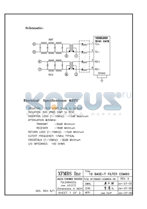 XF10BASE-COMBO4-4S datasheet - 10 BASE-T FILTER COMBO